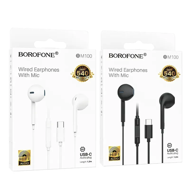 BOROFONE BM100 – Auriculares Digitales con Micrófono y Conector USB Tipo-C