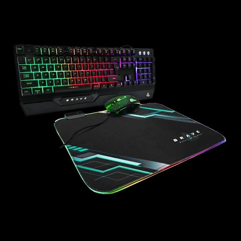 BRAVE BRV84 – Combo Gaming de teclado, mouse y alfombrilla KB6784BK – UNNO