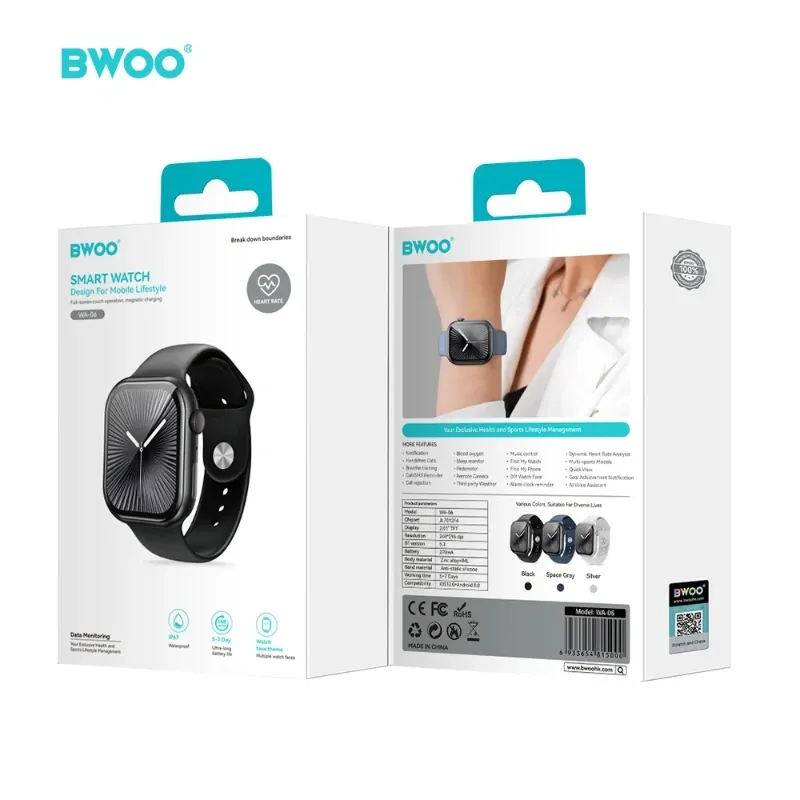 BWOO Smartwatch Deportivo 2025 WA‑06 IP68 Pantalla 2.01