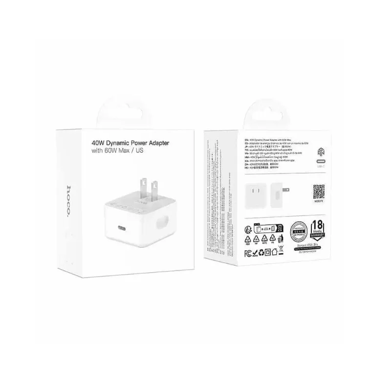 Hoco – Cargador C161 Speed PD 40W de Un Puerto USB-C (US)