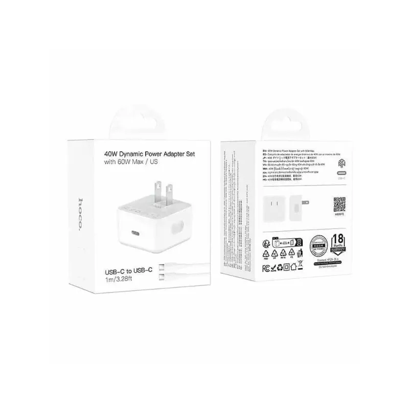 Hoco – Cargador C161 Speed PD 40W USB-C con Cable Tipo-C a Tipo-C (US)