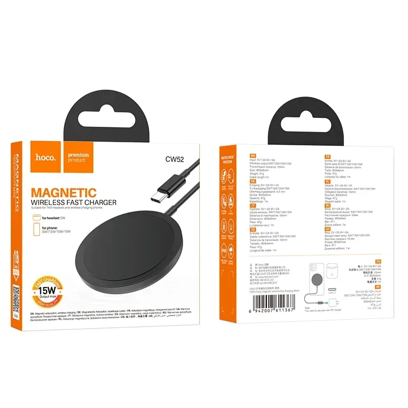 Hoco – Cargador Inalámbrico Magnético CW52 Enjoy ⚡ 15W