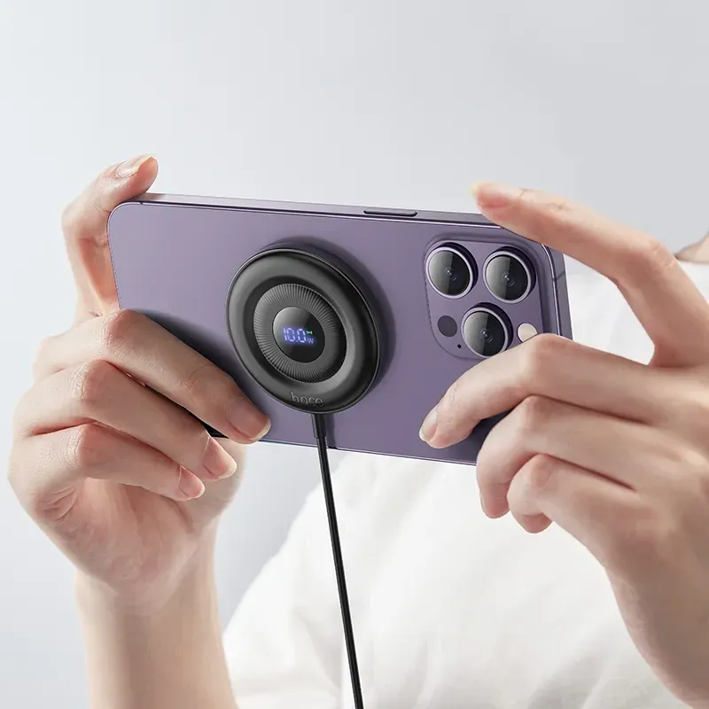 Hoco – Cargador Inalámbrico Magnético CW61 Phantom ⚡ 15W con Pantalla Digital