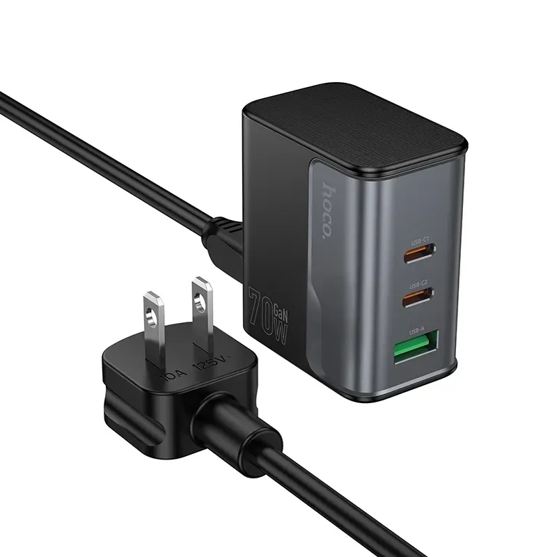 Hoco – Cargador Rápido CS76 Star Speed ⚡ 70W con 2 Puertos USB-C + 1 USB 