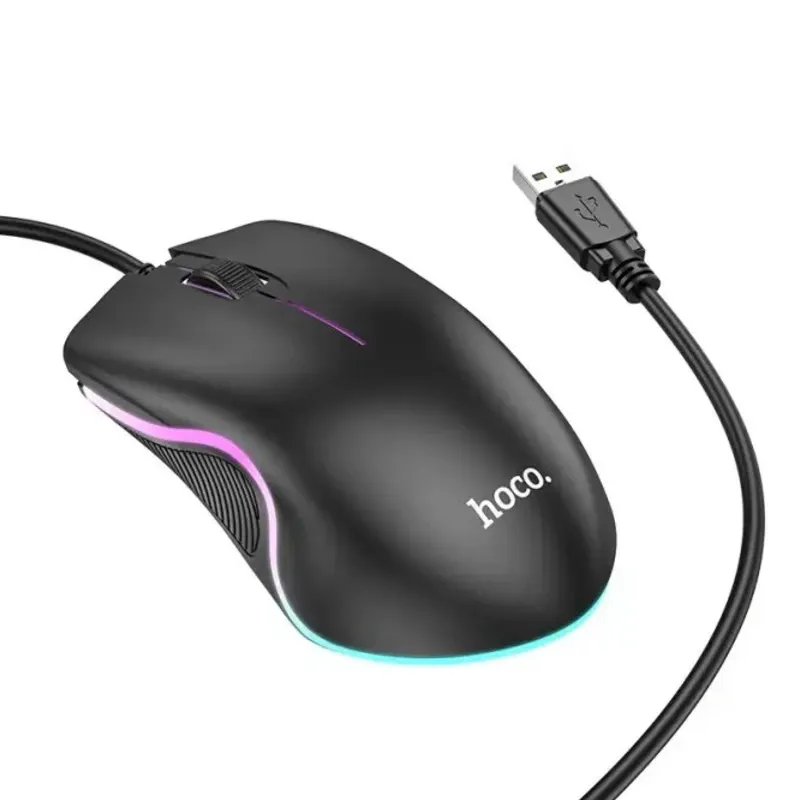 Hoco. GM19 – Ratón para juegos con cable iluminado USB negro