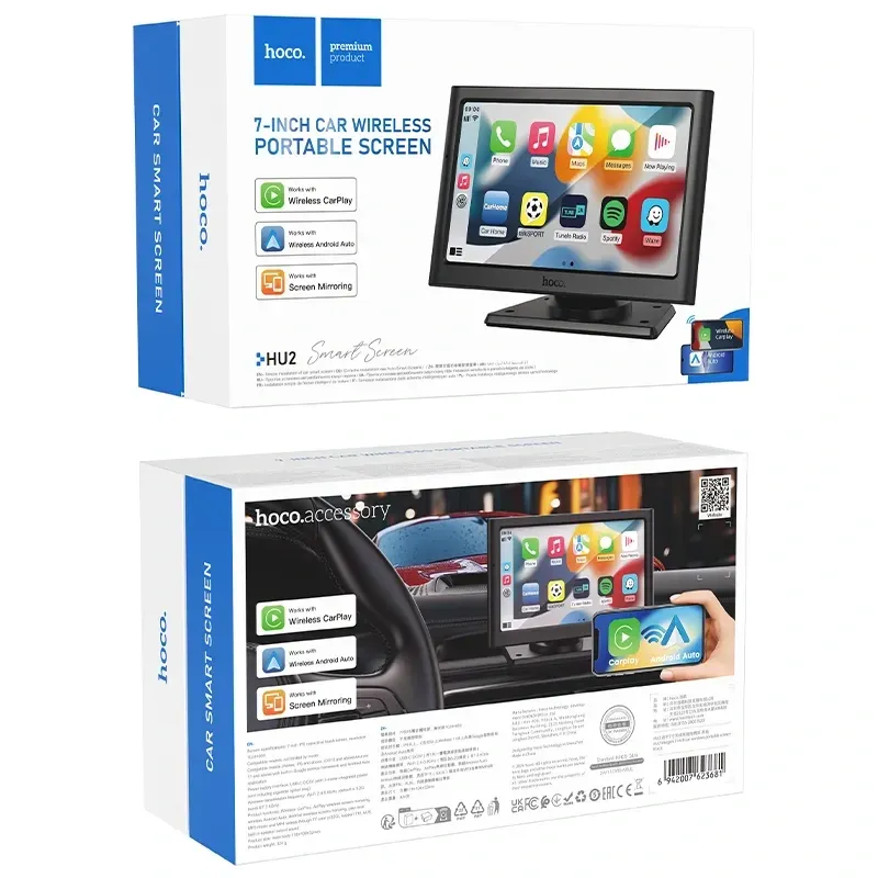 🚘 Hoco HU2 – Pantalla Táctil Portátil de 7” para CarPlay y Android Auto Inalámbrico