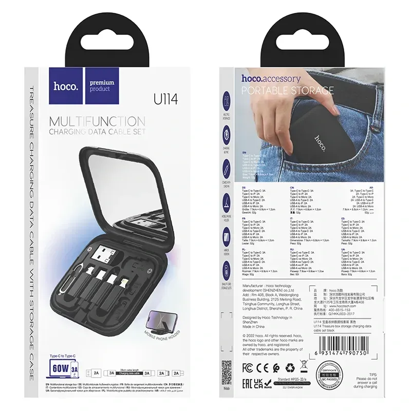 Hoco – Kit de Cables y Adaptadores U114 Treasure Box – Caja de Almacenamiento 