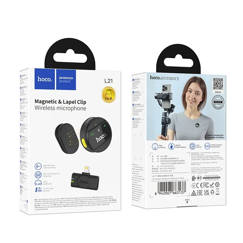 Hoco – Micrófono Inalámbrico L21 Charm Lightning para iPhone y iPad