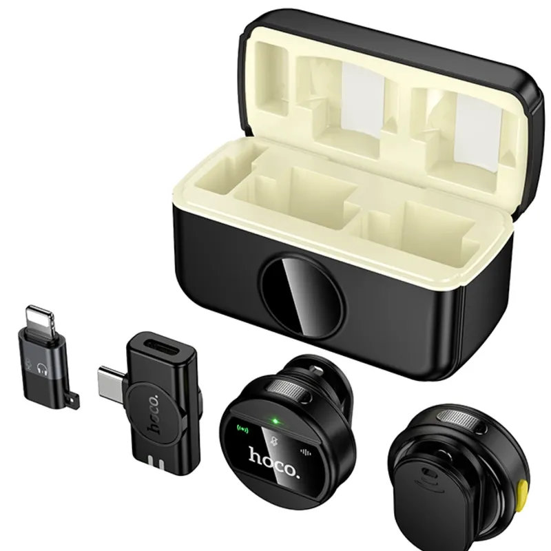 Hoco – Micrófono Inalámbrico L22 Bright 2 en 1 con Estuche (Type-C / Lightning)