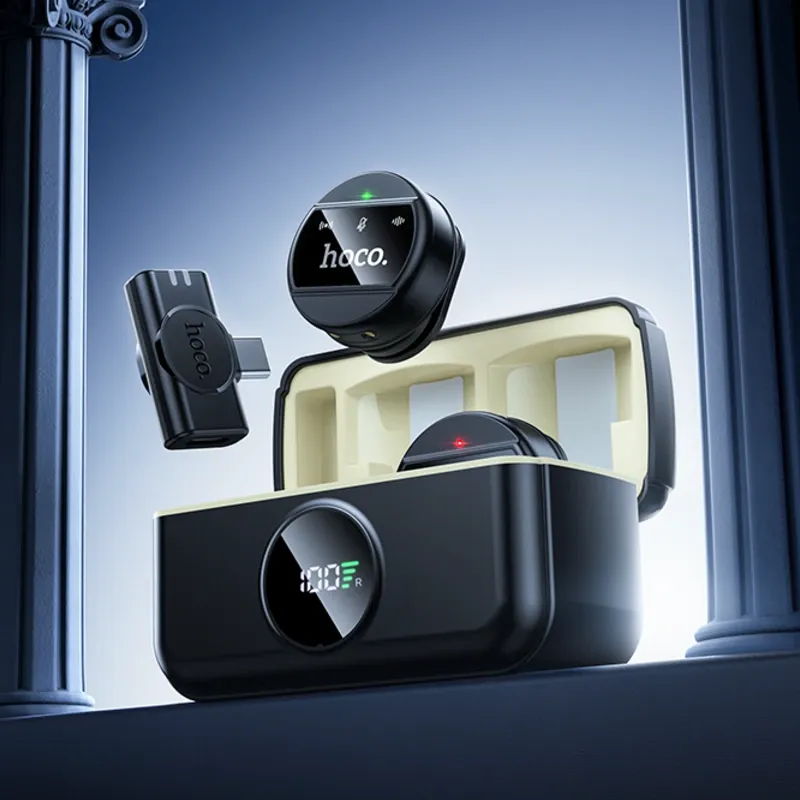 Hoco – Micrófono Inalámbrico L22 Bright 2 en 1 con Estuche (Type-C / Lightning)