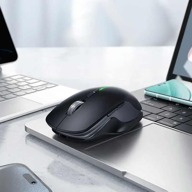 Hoco – Mouse Inalámbrico GM40 ⚡ RGB Recargable | Dual Mode 2.4G + Bluetooth 