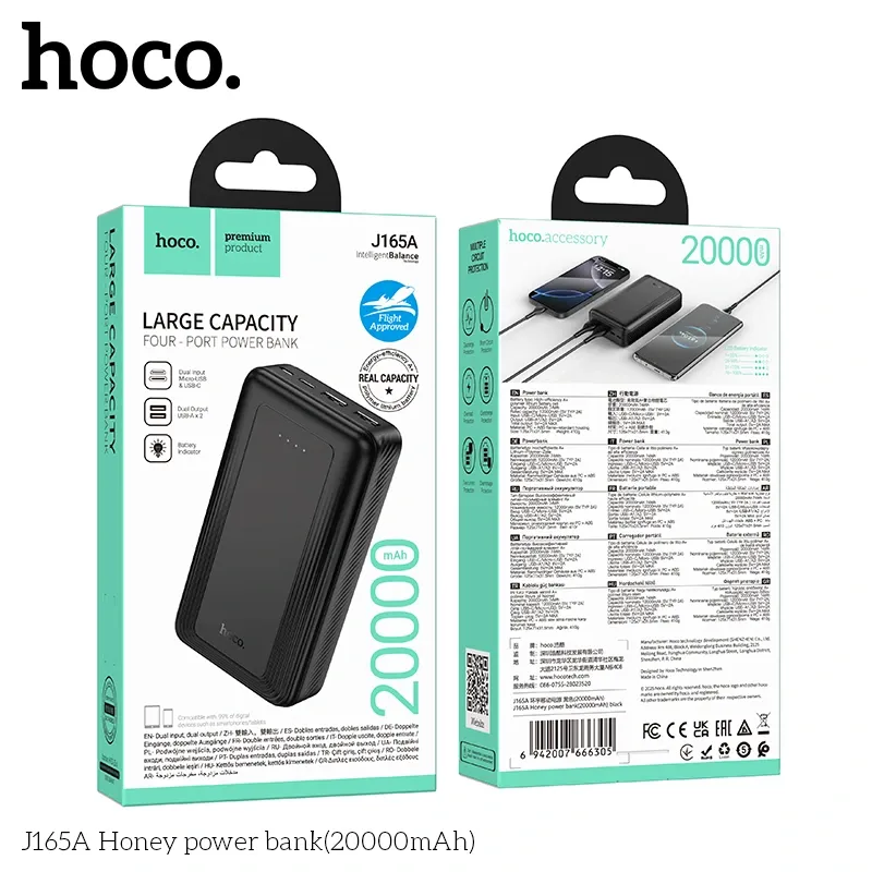 Hoco – Power Bank J165A Honey 20000mAh con Pantalla LED