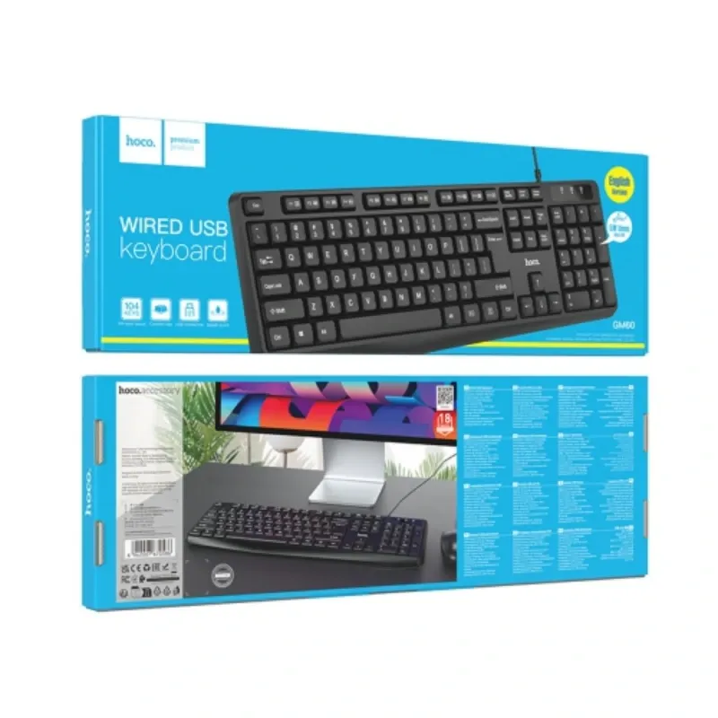 Hoco – Teclado con Cable GM60 Cool USB 104 Teclas (Versión Inglés)