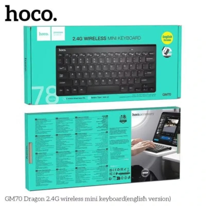Hoco – Teclado Inalámbrico GM70 Dragon Mini 2.4G 78 Teclas (Versión Inglés)