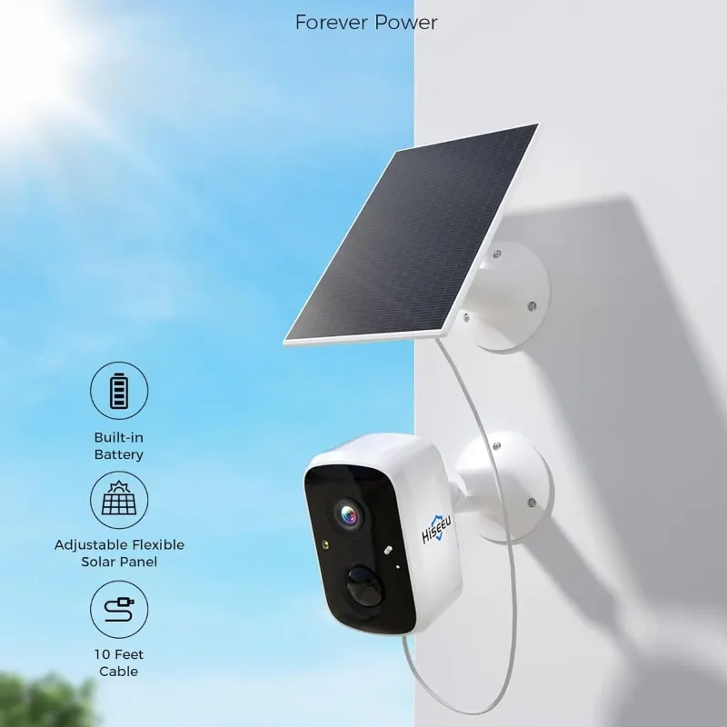 Sistema de Cámaras de Seguridad Solar Hiseeu 2K 4MP – Kit 4 Cámaras WiFi Exterior sin Suscripción, Base Local 64GB