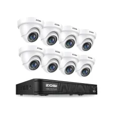 Sistema de Cámaras de Seguridad ZOSI 1080P H.265+ – DVR 8 Canales 5MP Lite con 8 Cámaras Domo Exterior