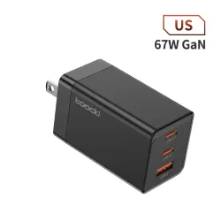 ⚡🔌 Toocki 67W GaN – Cargador Multipuerto 2C1A 🔌⚡