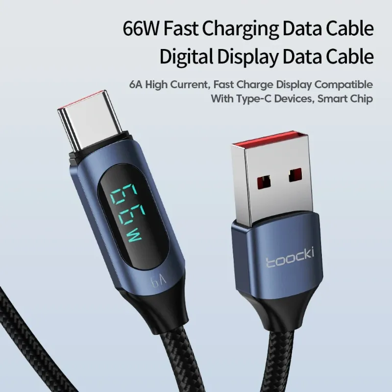 Toocki – Cable USB Tipo C con Pantalla Digital 100W 6A 