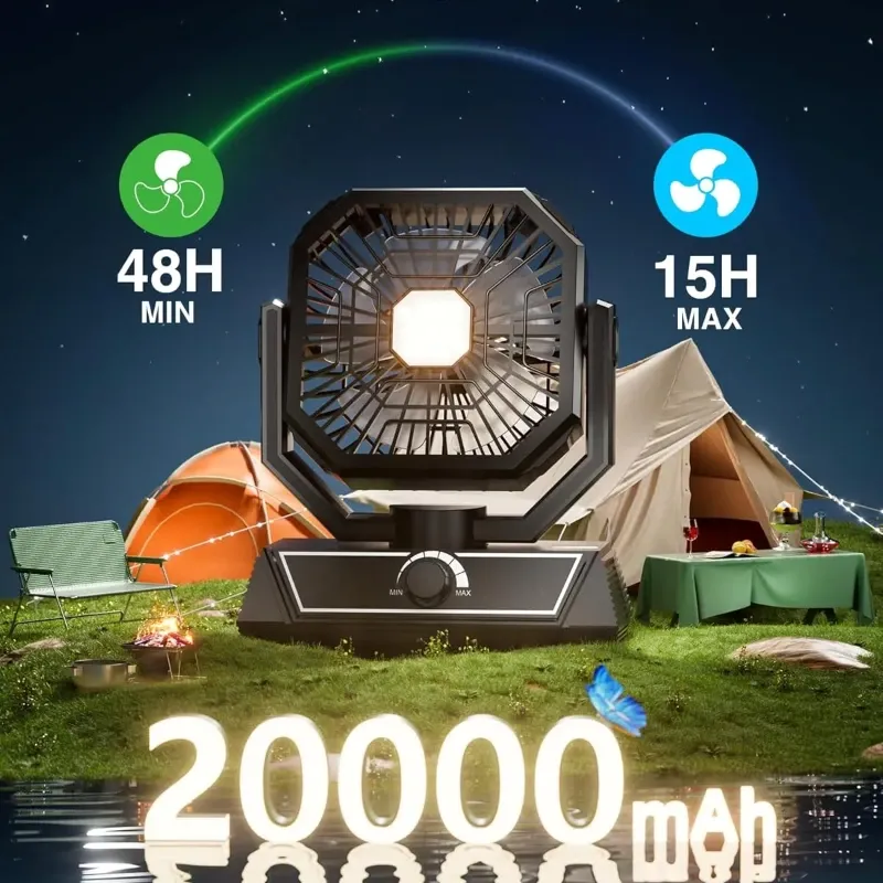 Ventilador portátil con batería recargable de 20000 mAh (giración automática 270°) – 48 Horas