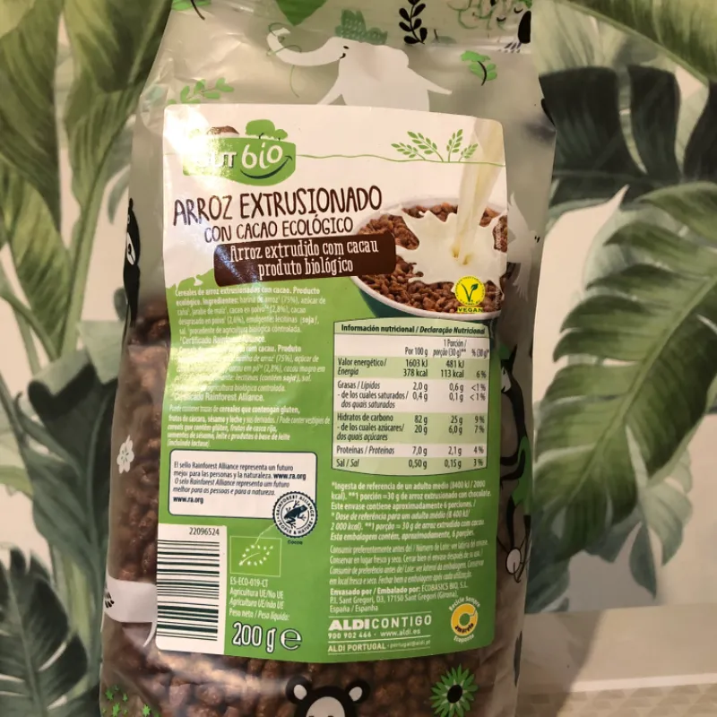 Arroz extrusionado con cacao ecológico