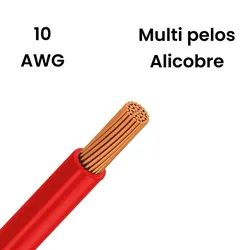 Cable 10awg multipelo alicobre rojo x metro