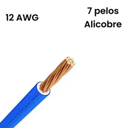 Cable 12awg alicobre 7 pelos azul x metro