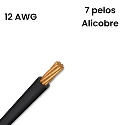 Cable 12awg alicobre 7 pelos negro x metro