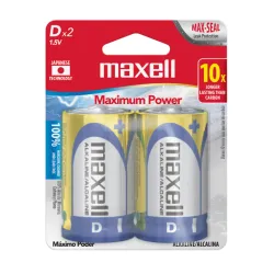 Batería Alcalina Maxell Tipo D 1,5 VOLTS Blister 2 Unidades