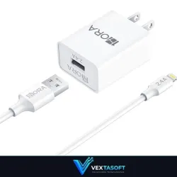 Cargador GAR143B 2.4A con cable USB-A/ Lightning 1Hora