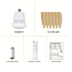 Lámpara - Ventilador de techo con control remoto ( Aspas de madera)