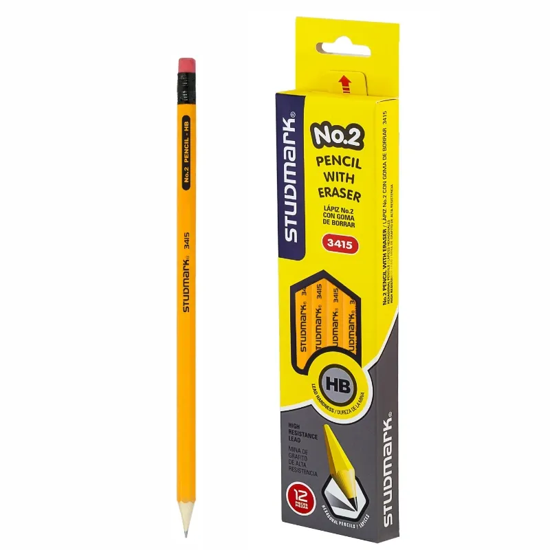 Lapiz amarillo HB con borrador (docena)