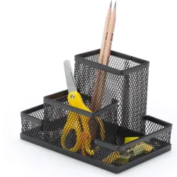 Organizador de escritorio metálico negro