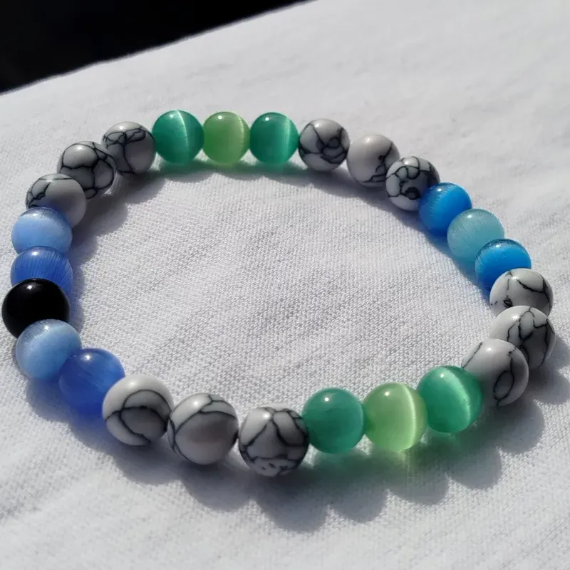 Pulsera de Ojo de Gato y Howlita 
