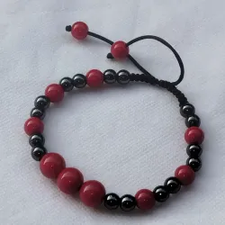 Pulsera de Onix rojo y Magnetita