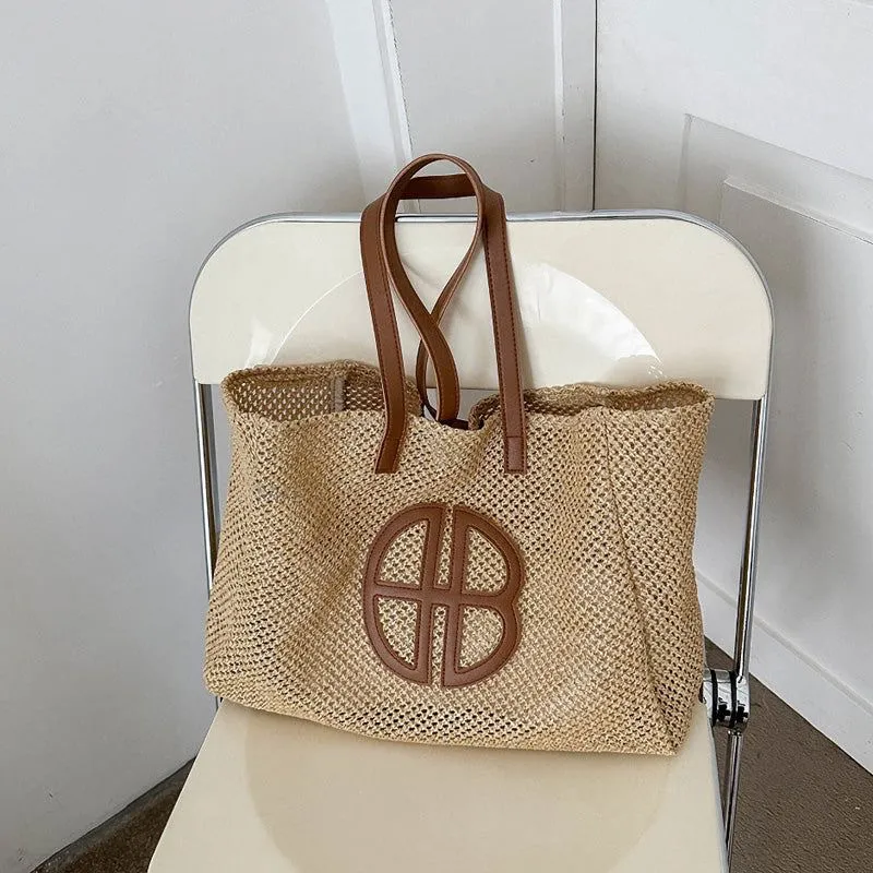 Cartera de playa beige 