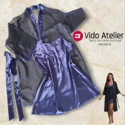 Conjunto Seda Satinada Azul noche