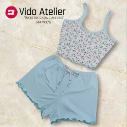 Pijama de 2 piezas corto Azul C