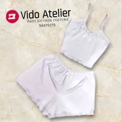 Pijama de 2 piezas corto Blanco 