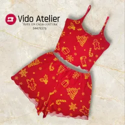 Pijama de 2 piezas corto Rojo Navidad 