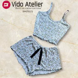 Pijama de 2 piezas corto Estampado camel