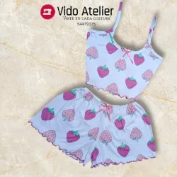 Pijama de 2 piezas corto Fresas