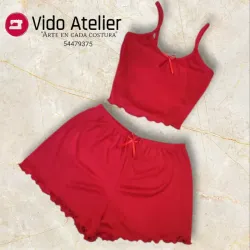 Pijama de 2 piezas corto Rojo
