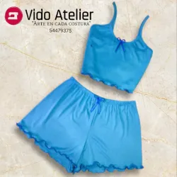 Pijama de 2 piezas corto Azul