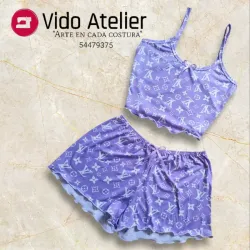 Pijama de 2 piezas corto Morado LV
