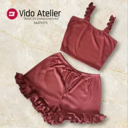 Pijama de 2 piezas corto Marrón