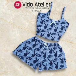Pijama de 2 piezas corto Playboy gris
