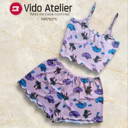 Pijama de 2 piezas corto Flamencos