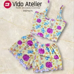 Pijama de 2 piezas corto Zoo amarillo