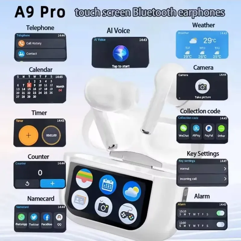 Audifonos inalámbricos con pantalla tactil multifuncional 