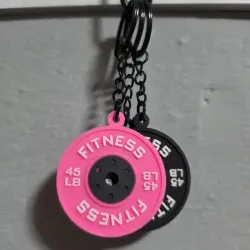 llavero en forma de pesa de plato para gym